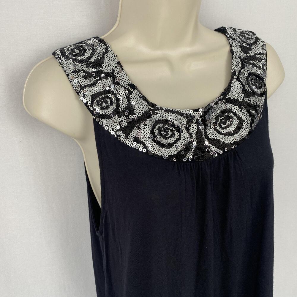 Cruise Wear Co Dress Womens XL Black Sequin Sleeveless Glam Resort Artsy Sheer - Picture 3 of 11